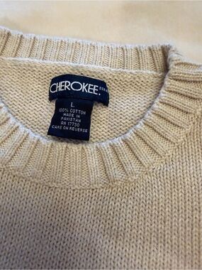 VTG Cherokee 100% Cotton Beige Crewneck Sweater Large